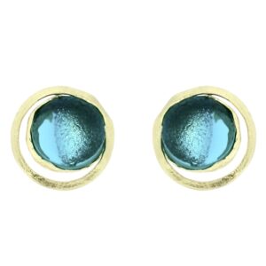 Boucles bijoux d'oreilles Océanic artisanat en bronze et pierre en résine bleue Cherbourg