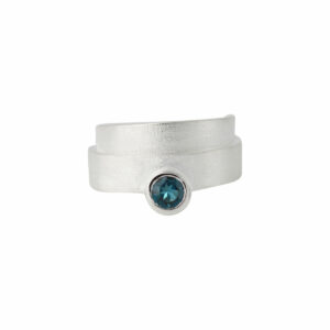 Bague Tourbillon pierre Topaze blue London argent 925 brossé Cherbourg