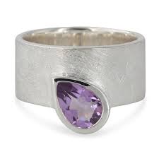 Bague Améthyste facettée Drop argent 925 brossé. Cherbourg